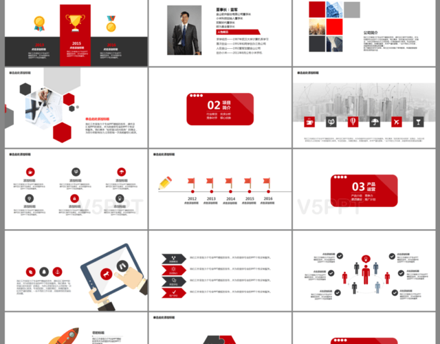 时尚红色创新科技项目计划书商业计划书营销策划PPT模板
