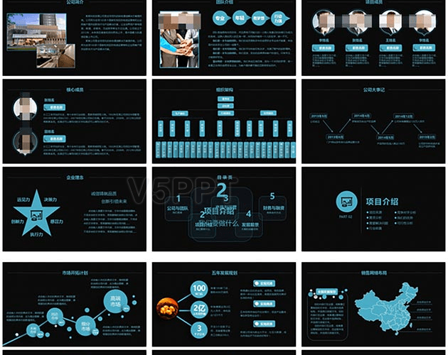 黑色创业投资融资计划PPT模板