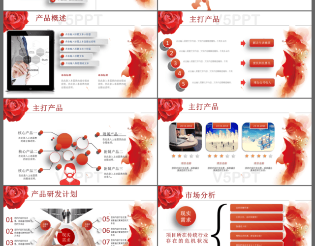 紅色唯美微粒體企業介紹產品宣傳PPT模板