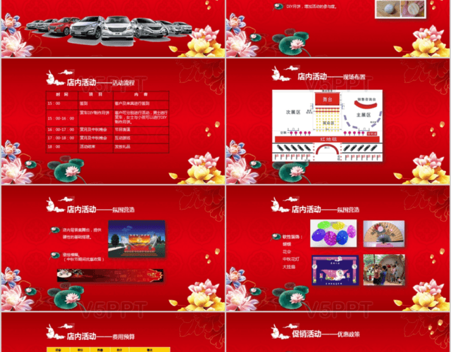 中国红中秋节活动策划方案PPT模板