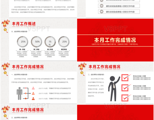 紅色新年公司喜慶月工作總結(jié)PPT模板