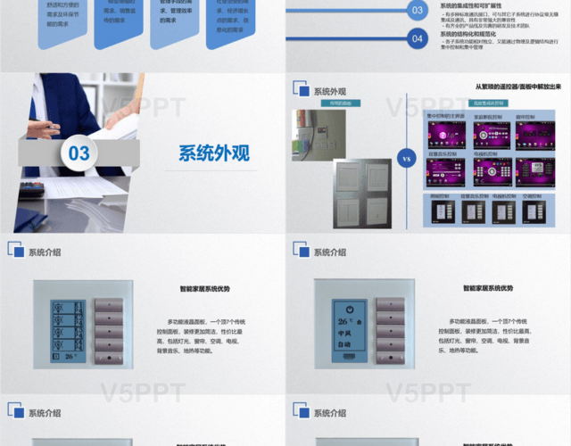 藍色簡約大氣商務智能家居宣傳模板通用PPT