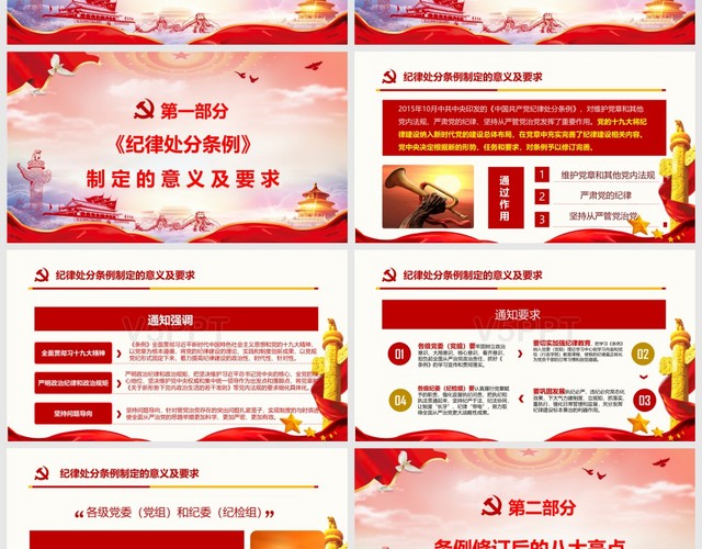 红色最新中国共产党纪律处分条例党课PPT模板