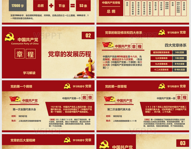 深入解读中国共产党党章学习PPT模板