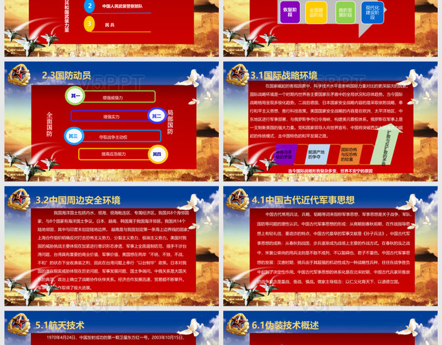中國國防教育國防軍事演習通用PPT模板