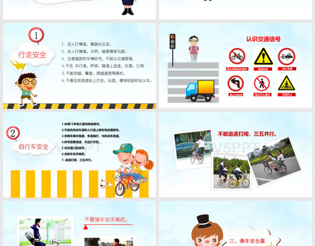 儿童安全交通交通安全教育PPT模板
