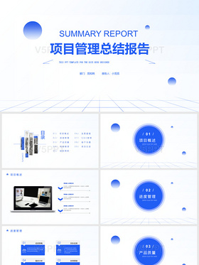 几何线条简约创意项目管理总结报告项目汇报PPT模板项目汇报项目管理模板