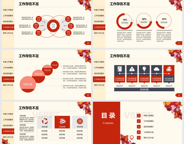 喜慶中國紅年度工作總結(jié)PPT模板