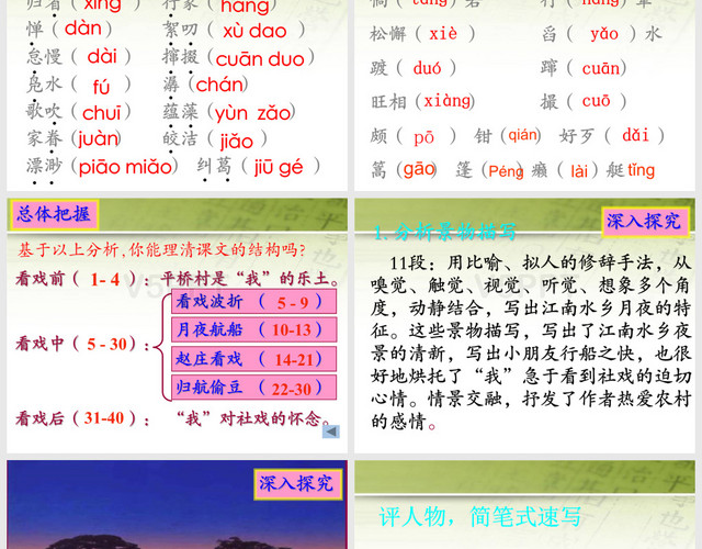 2017秋鄂教版語文八年級上冊第3課《社戲》PPT