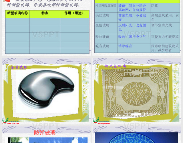 11、《新型玻璃》(自制表格)PPT