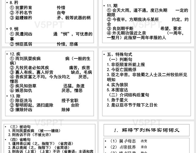 《陳情表》文言知識歸納PPT