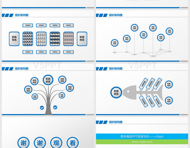 藍色簡約企業(yè)組織架構(gòu)模板PPT