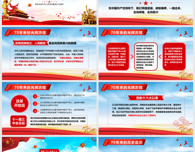荣耀70载祝中华人民共和国成立70周年党课党建党政PPT