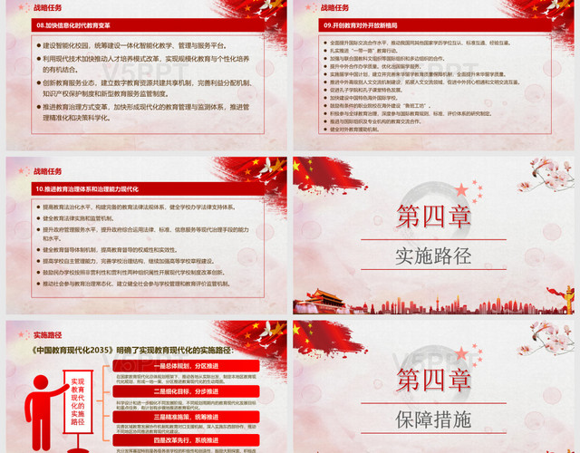 紅色黨政黨建黨課模板中國教育現代化2035學習PPT模板