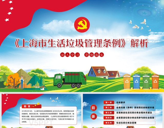 上海市生活垃圾管理条例解析党政党建党课PPT模板
