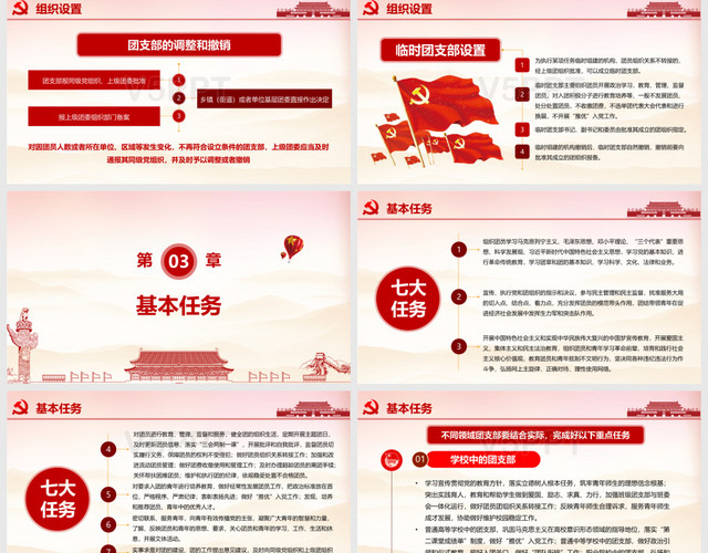 红色党政党建党课中国共产主义青年团支部工作条例PPT模板
