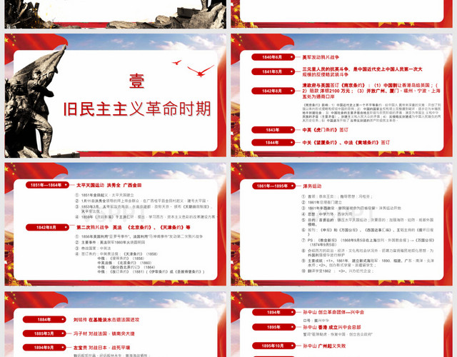 红色中国近代史时间轴课件党政党课党建PPT模板