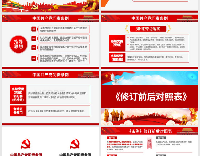 2019年红色大气中国共产党问责条例3党政党建党课PPT模板