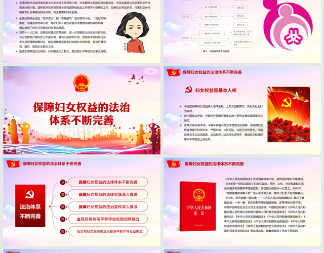 党政党课党建共享新中国70年妇女事业的发展与进步PPT模板