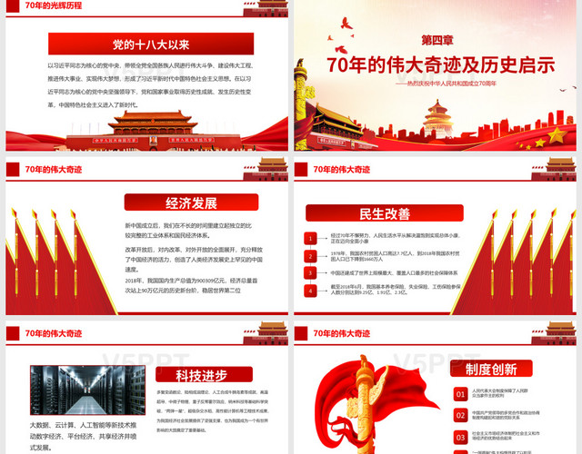 庆祝中华人民共和国成立70周年的讲话党政党建党课PPT模板