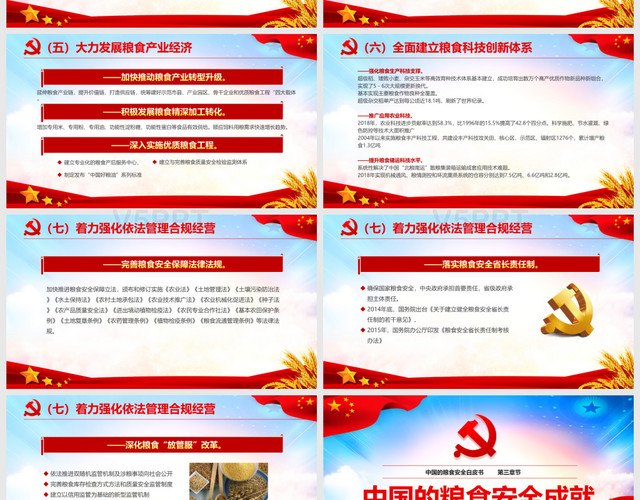 蓝色大气党政中国的粮食安全白皮书党建党课课件动态PPT模板