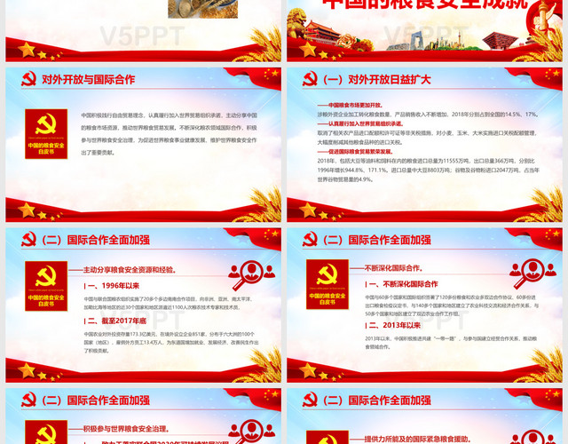 蓝色大气党政中国的粮食安全白皮书党建党课课件动态PPT模板