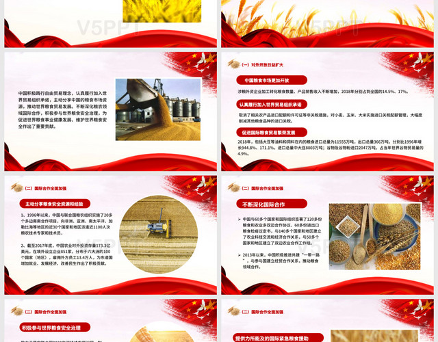 紅色黨政黨建黨課中國糧食安全白皮書主題PPT模板