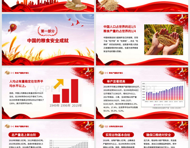 紅色黨政黨建黨課中國糧食安全白皮書主題PPT模板