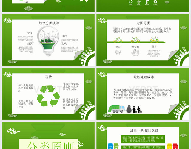 綠色環保愛護環境垃圾分類從我做起PPT模板