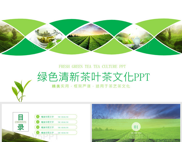 绿色清新茶叶茶文化PPT模板