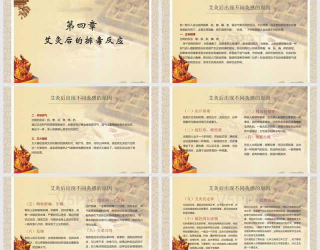 中国风特色中医艾灸中国传统文化中医艾灸养生动态PPT模板