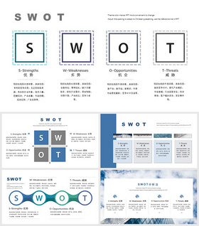 精美6页商务蓝色SWOT分析通用图