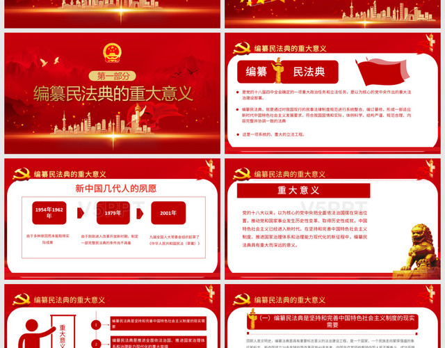 党政党建党课中华人民共和国民法典草案解读PPT模板