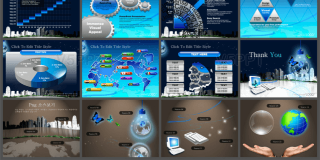 玻璃质感图表电脑电子网络蓝色科技PPT