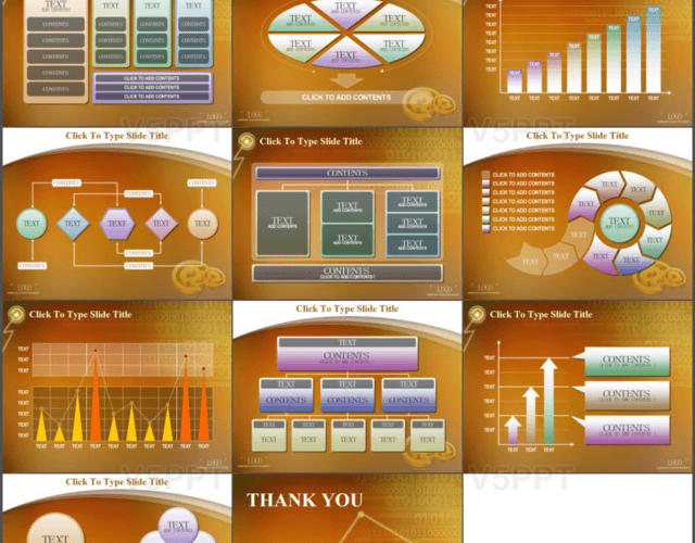 韩国橙色背景适合金融行业PPT模板