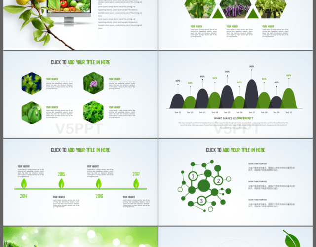 健康生活绿色清新有机农业生态旅游宣传PPT模板