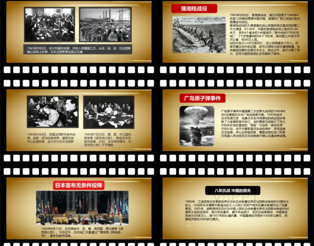 胶片式放映庆祝抗战胜利暨反法西斯胜利72周年PPT