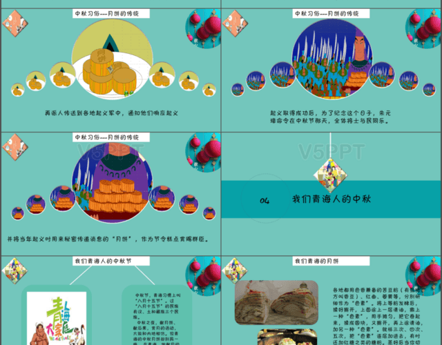 卡通风唯美中秋节完整儿童活动策划浅蓝色PPT模板