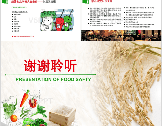 绿色食品安全共享健康生活食品安全知识培训PPT模板