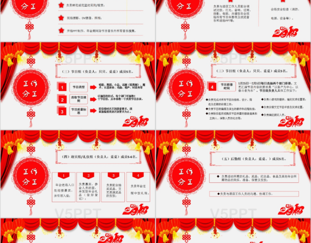 架完整全面红色新年大气喜庆公司企业年会活动策划PPT模板