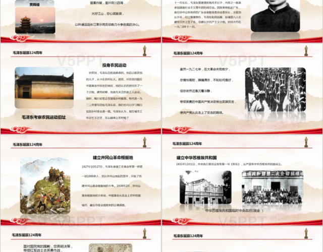 一代传人毛泽东诞辰124周年纪念演讲活动PPT模板