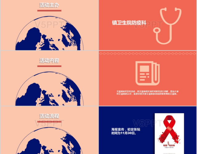 扁平风格世界艾滋病日艾滋病预防宣传活动策划书PPT