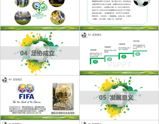 绿色体育运动炫酷清新世界足球日比赛介绍PPT