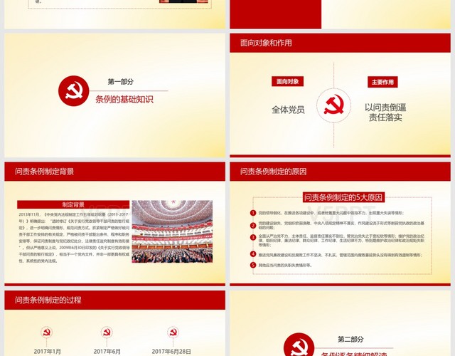 红色简约中国共产党问责条例党课PPT模板