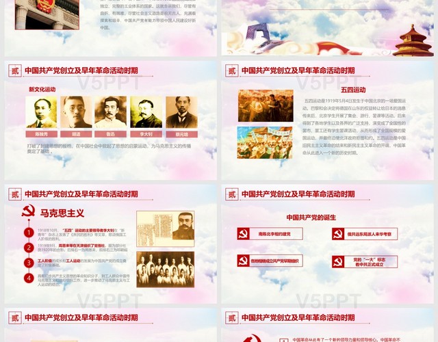 中国共产党党史建党97周年党课学习光辉的历程党课PPT模板
