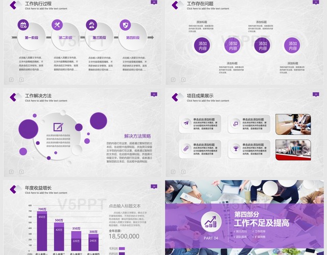 时尚紫色工作报告总结暨年终总结商务通用PPT模板