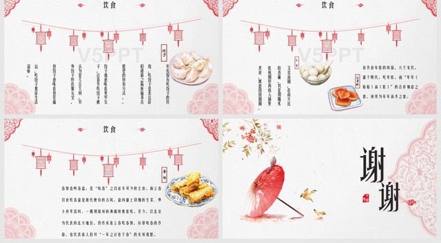 淡雅中国风春节文化习俗介绍PPT模板