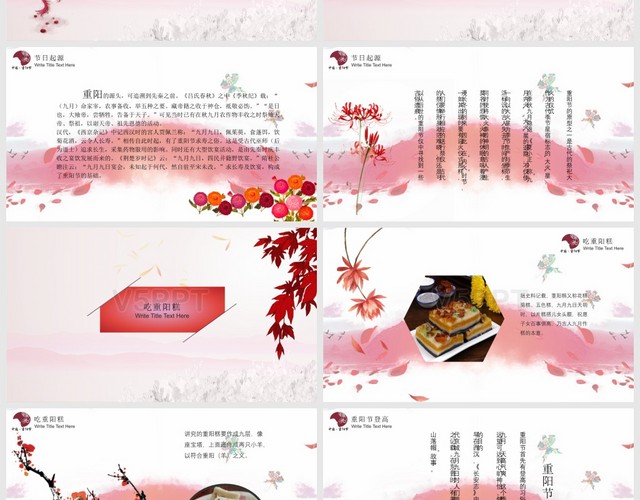 红色中国风九九重阳节民族风俗节日PPT模板
