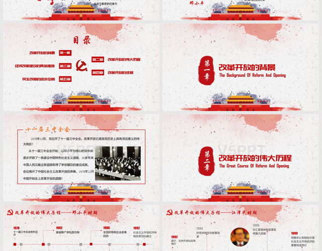 中国风改革开放40周年PPT
