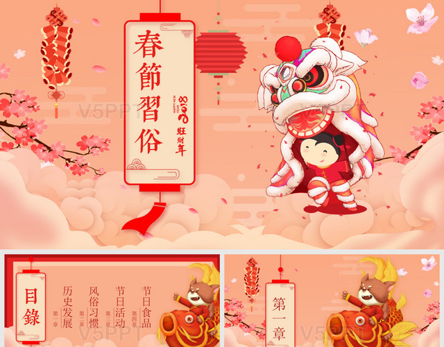 新年喜庆春节传统风俗春节习俗一PPT模板